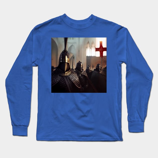 Knights Templar in The Holy Land Long Sleeve T-Shirt by Grassroots Green